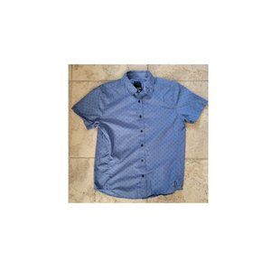 Prana, Men's Button Down Short Sleeve, Blue, M